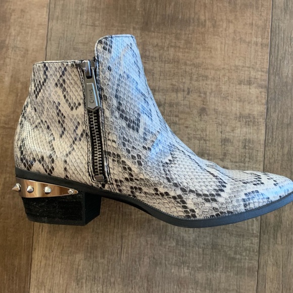 Sam Eldelman reptile/snake print studded heel booties - Picture 6 of 8